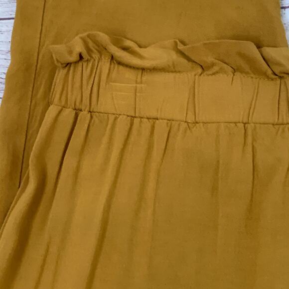 Ambiance Apparel Mustard Yellow Paper Bag Pants Tie Front Pockets Size Large - Picture 9 of 16
